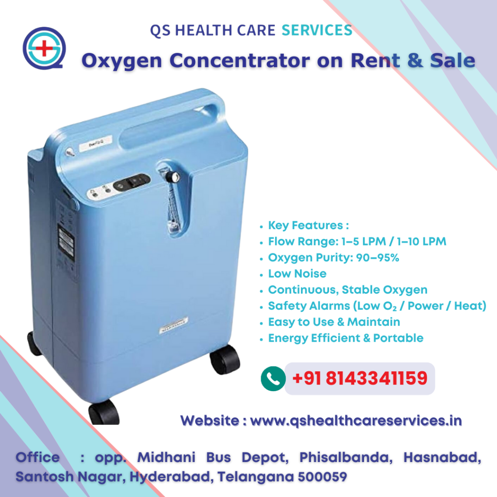 5 LPM oxygen concentrator for sale near me in Hyderabad and Secunderabad QS Healthcare Services