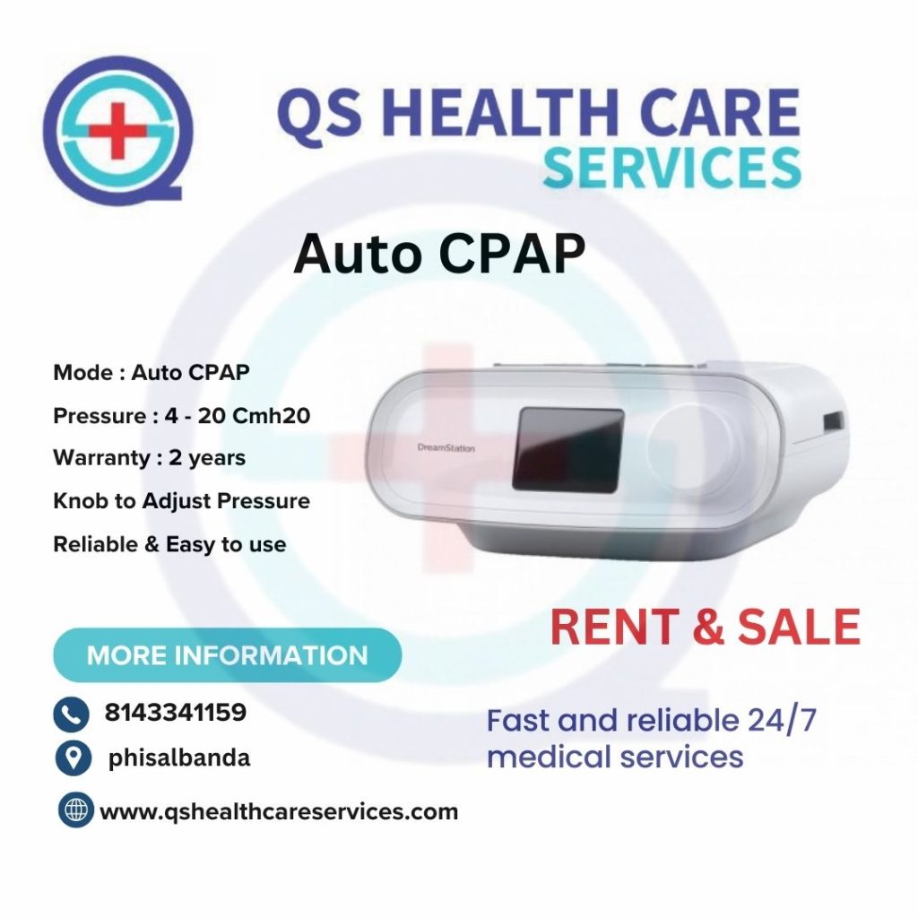 CPAP Machine on Rent in Gachibowli, Hyderabad with 24/7 Home Delivery by QS Healthcare Services for sleep apnea treatment.