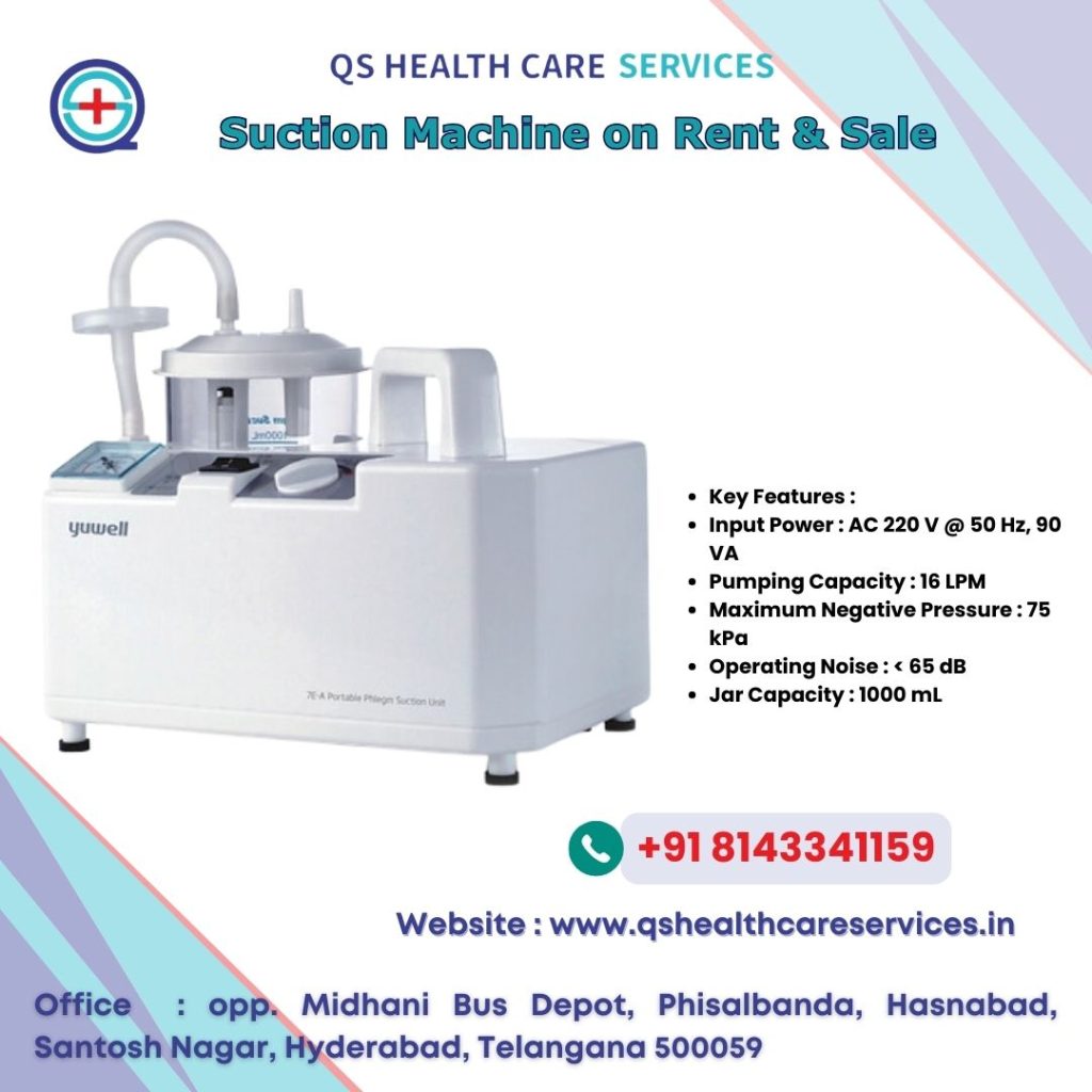 Portable suction machine on rent in Kollur with fast home delivery by QS Healthcare Services.