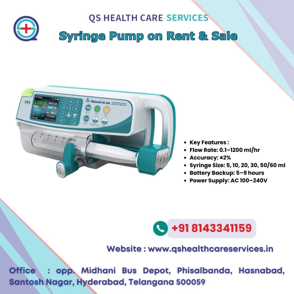 Syringe Pump Rent & Sale in Kapra with fast doorstep delivery for home ICU, hospitals, clinics, infusion therapy, post-surgery recovery, and critical care in Hyderabad.